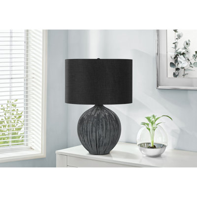 Lighting, 23 po, lampe de table, céramique noire, abat-jour noir, contemporain