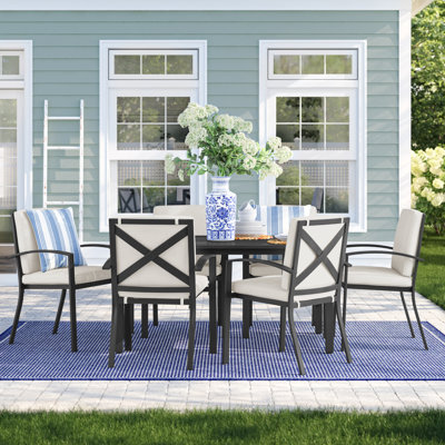 Halles 6 - Person Patio Dining Set with Rectangular Table , Cushions Included