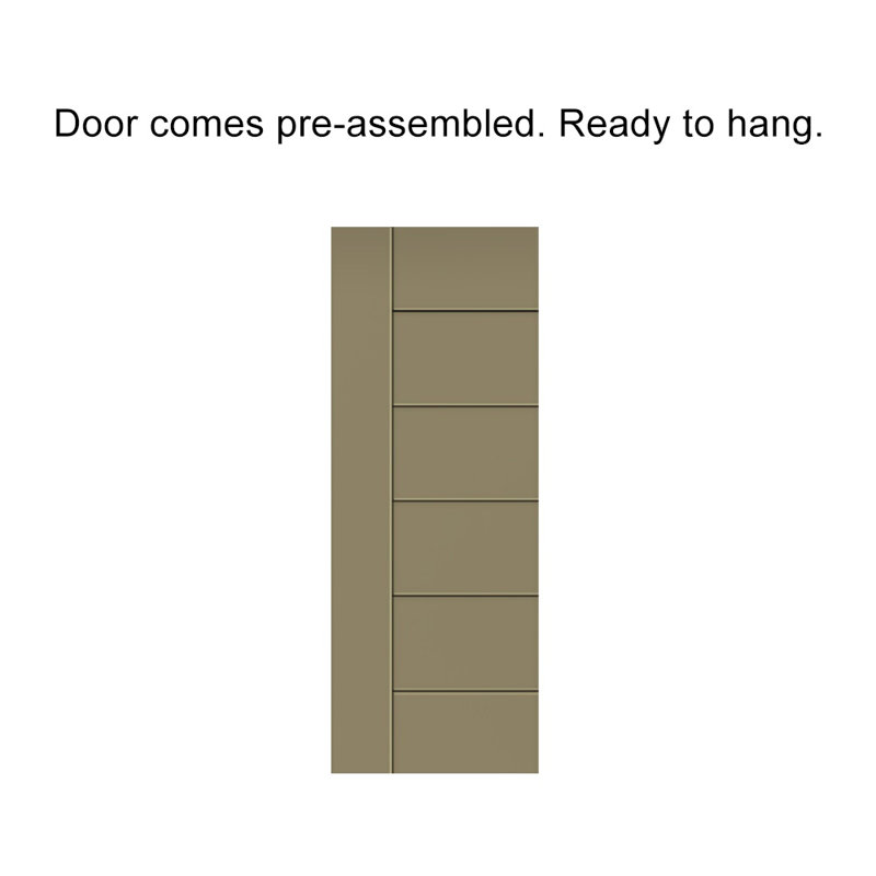 Metropolitan Panelled Dignity Blue Stained Composite MDF Barn Door Slab With Hardware Kit, Matte Black, 36" x 80"