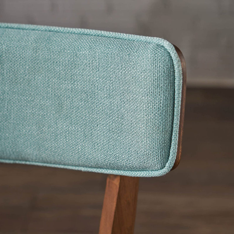 Mint Upholstered Side Chair with Natural Walnut Frame, Set of 2
