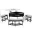 Table basse à plateau relevable moderne avec rangement et 3 repose-pieds blanc et noir-130569187-130569190
