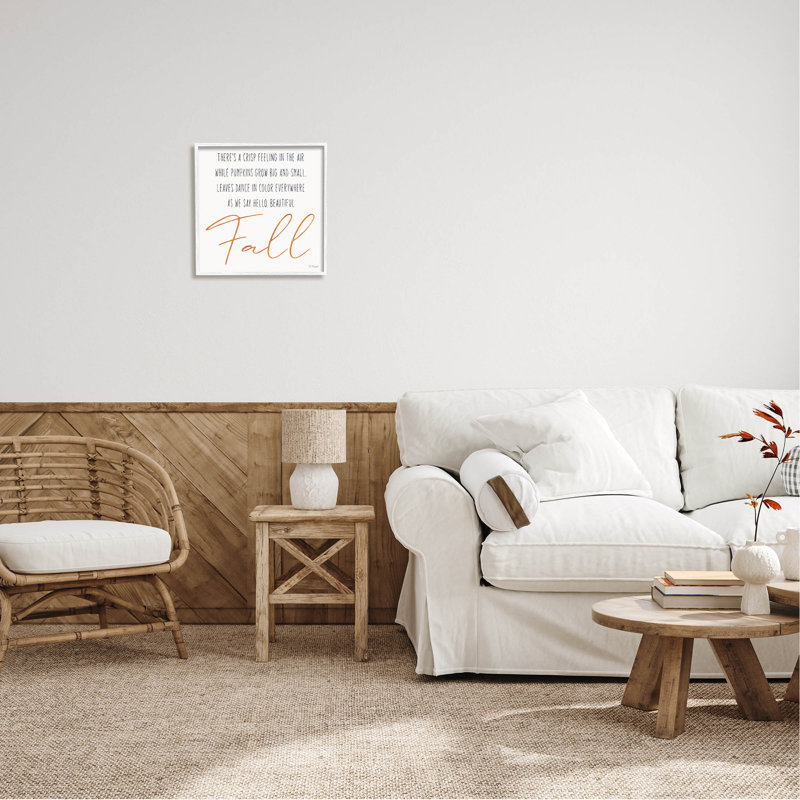 Hello Beautiful Fall Uplifting at-298, H 17 po x l 17 po x P 1,5 po, Giclée encadrée blanc bord de mer