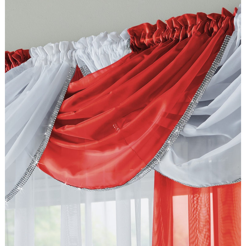 Anson Solid Colour Swag Window Pelmet, Red