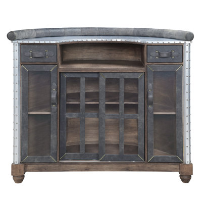 Rahman Semicircle Bar Cabinet in Antique Ebony and Aluminum by Williston Forge
