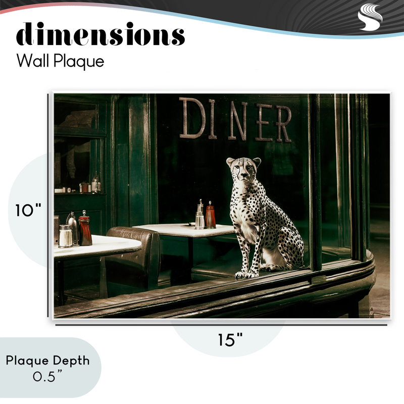Plaque murale Diner Sentry Leopard, design par Annabelle Hall, H 10 po x l 15 po
