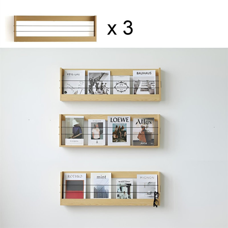 Wall-Mounted Magazine Rack, 11.81'' H x 25.19'' W x 3.14'' D