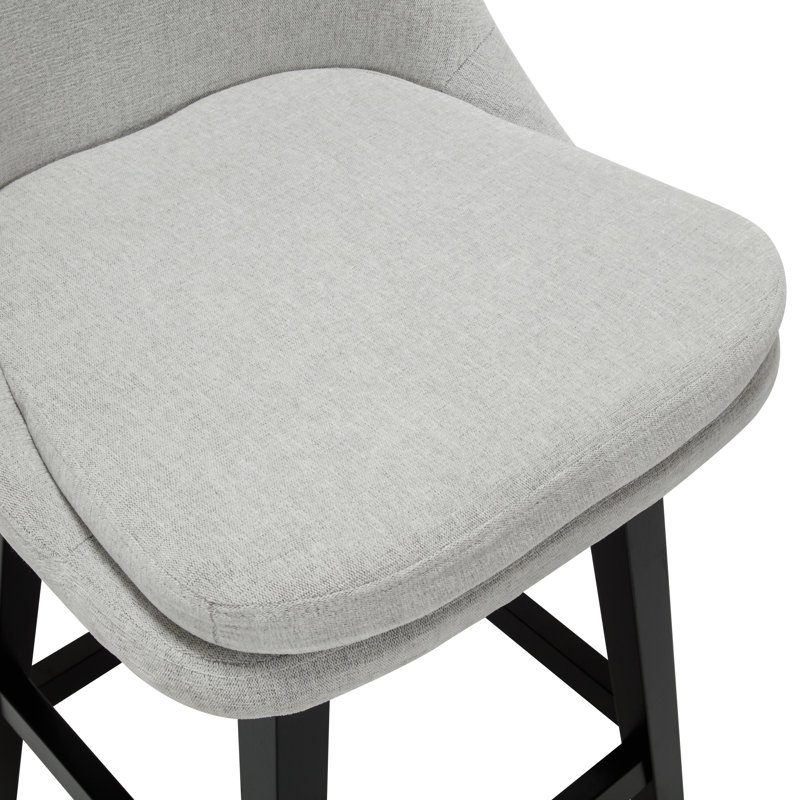 Swivel Bar Stools Set of 2, 26" Counter Height Bar Stool with Solid Wood Legs, Modern Farmhouse Barstool Chairs for Kitchen Island and Counter Height, Performance Fabric in Light Gray