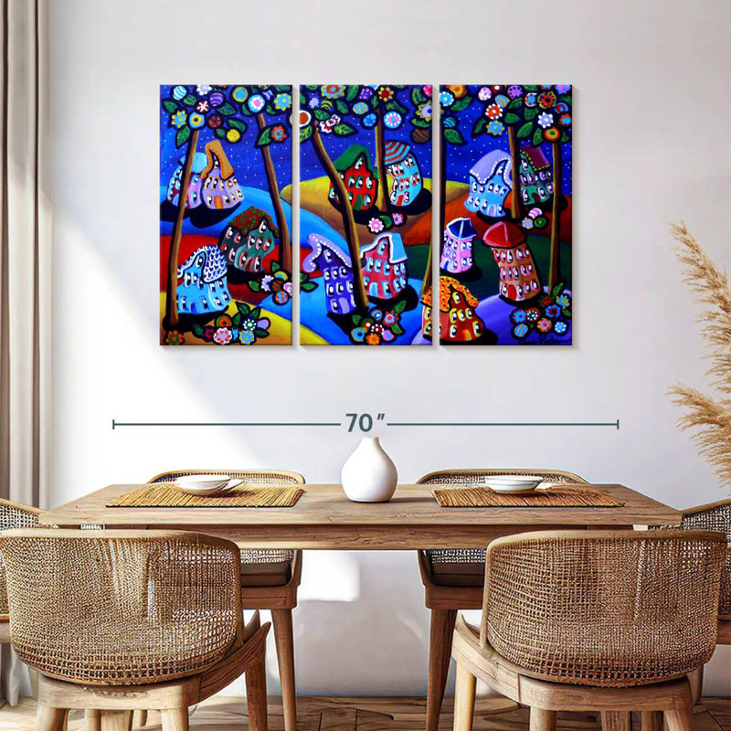 Lilie Whimsical Hills Houses Trees, 36" H x 57" W