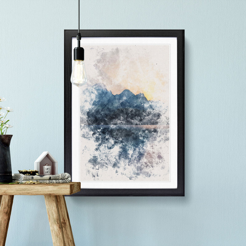 Sunrise over the Mountains Abstract - Picture Frame Graphic Art Print, Black Framed, 45cm H x 33cm W x 2cm D