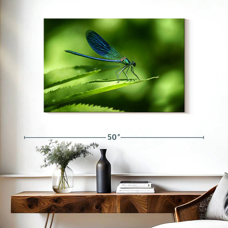 Brampt Dragonfly On A Leaf, 26" H x 39" W