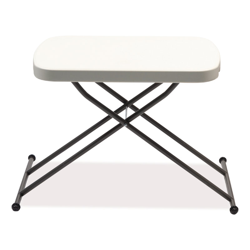 Adjustable White and Dark Gray Folding Table with Metal Legs