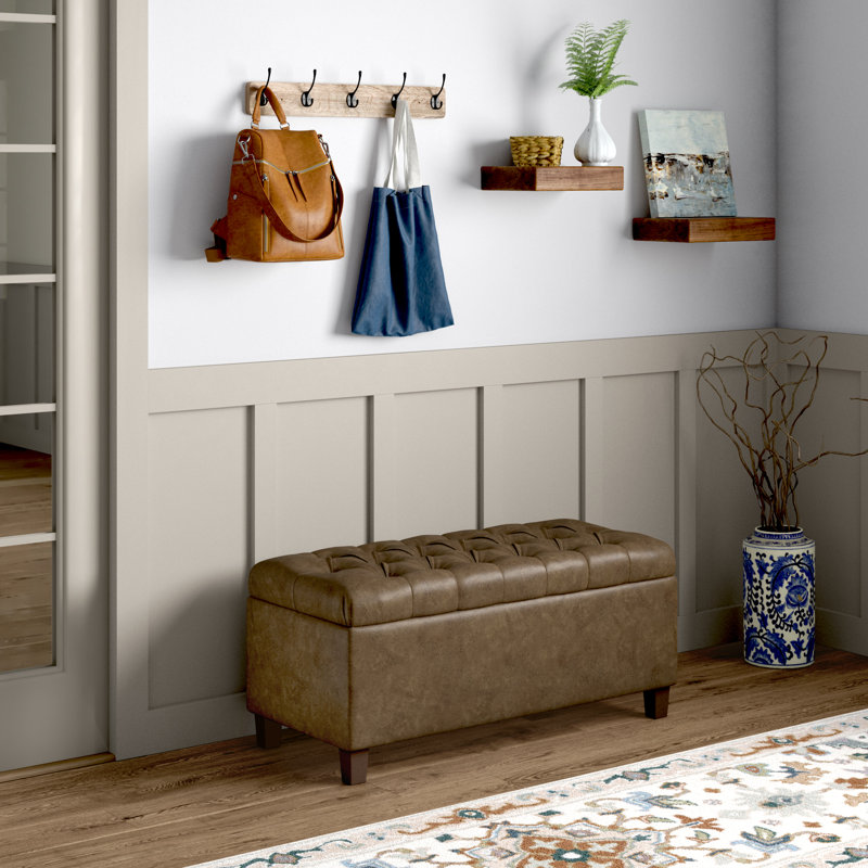Ardice Faux Leather Upholstered Storage Bench, Brown