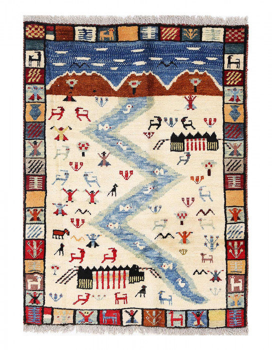 One-of-a-Kind Rectangle 2'9'' x 3'8'' New Age Area Rug in Ivory/Malibu