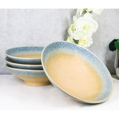 Ensemble de 4 grands bols à soupe Ramen de la collection Ao Nagashi de 36 oz