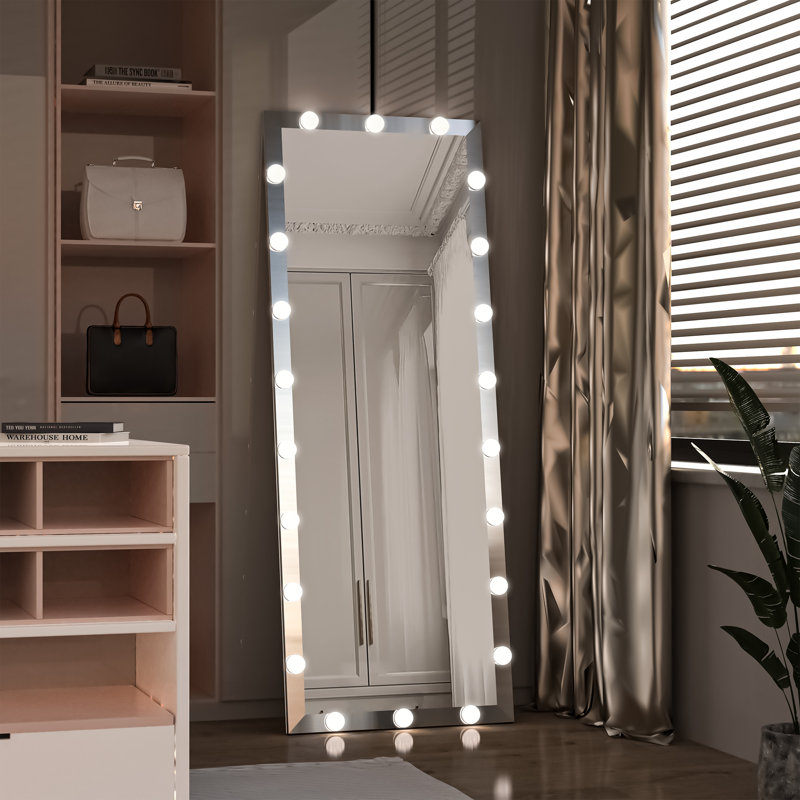 Miroir moderne pleine grandeur avec lumières, miroir de coiffeuse complet avec 3 modes de couleur