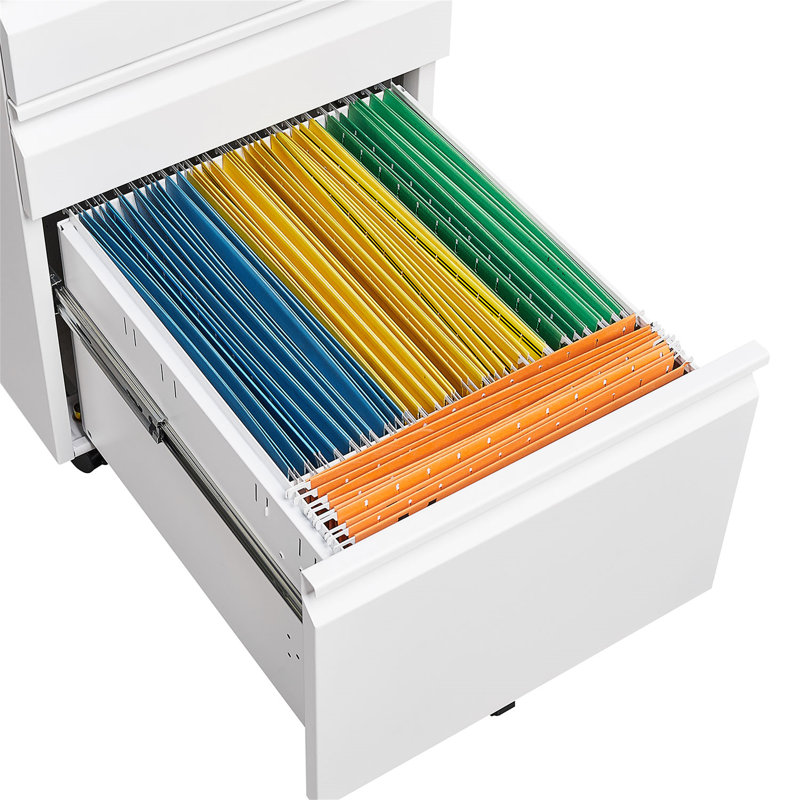 [Installation Required] 3-Drawer Mobile Filing Cabinet With Lock, Legal/Letter Sized Office Storage Filing Cabinet, Metal Filing Cabinet (White),Suitable For Offices And Study Rooms