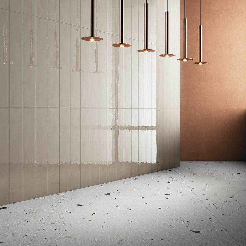 Kobe Cement 24X48 Terrazzo Look Matte Porcelain Tile, Ice White
