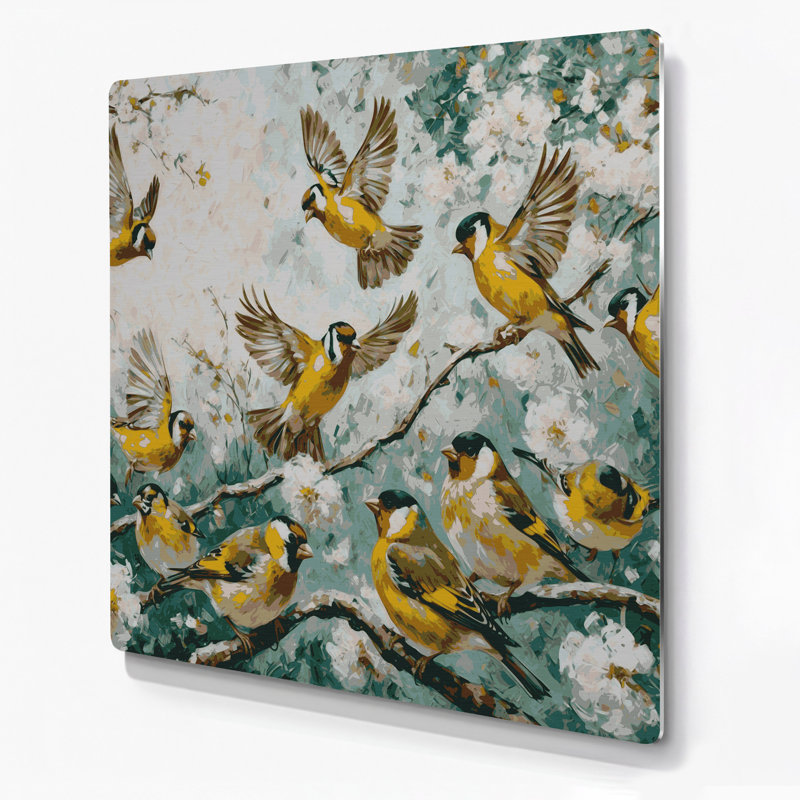 Art mural en métal oiseaux, H 16 po x l 16 po