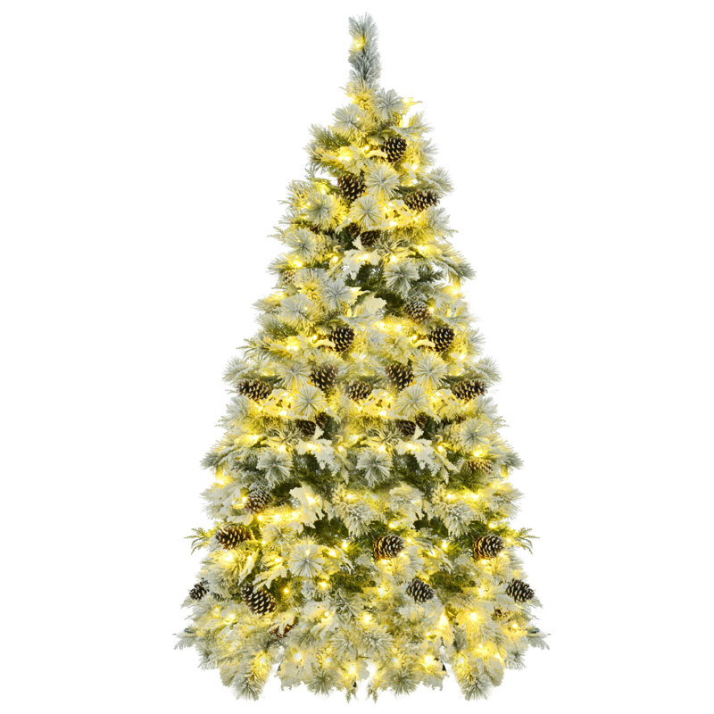 Arbre de Noël enneigé 6 pi avec lumières et pommes de pin