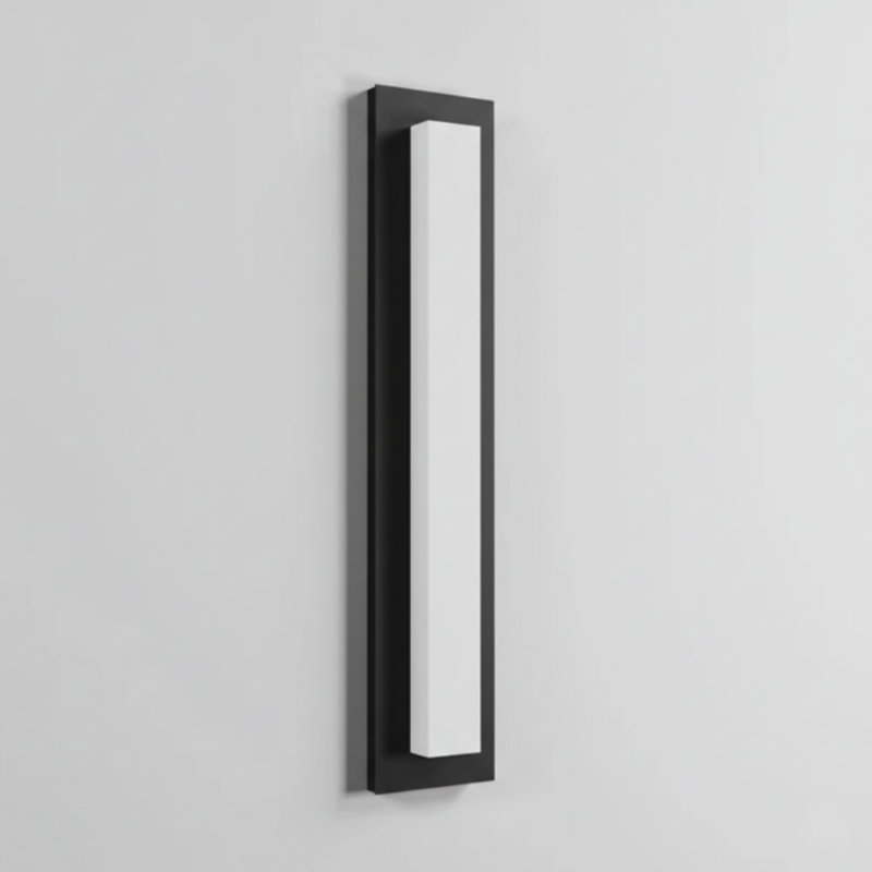Black Aluminum Rectangular Linear LED Outdoor Wall Light with Acrylic Shade, 23.6" H x 4.7" W x 2.1" D