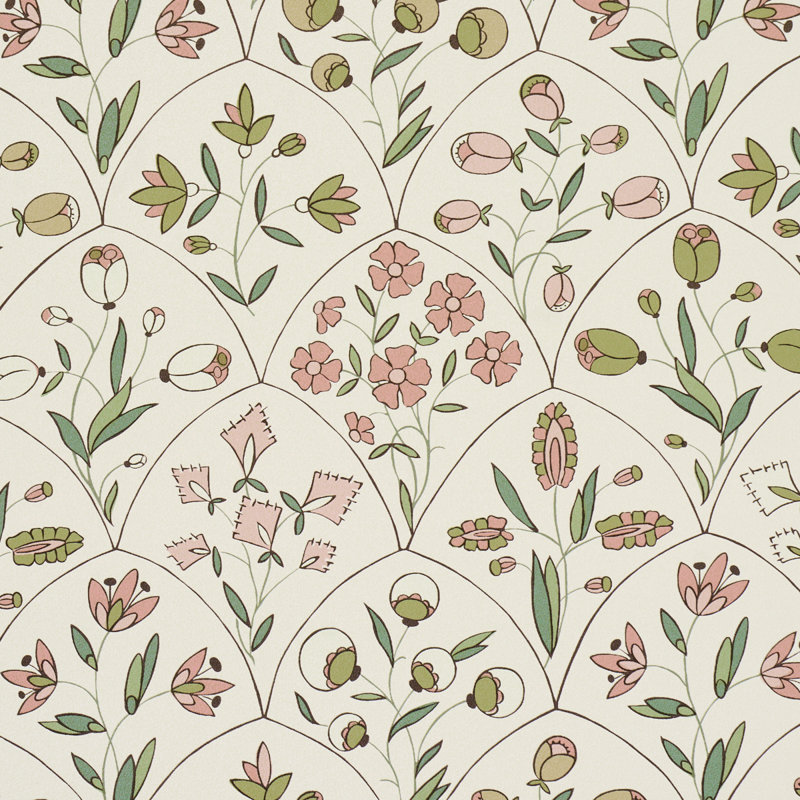 Papier peint floral Frances, Rose