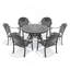 Ensemble de 7 pièces de mobilier de patio en aluminium coulé avec coussins bleus-929649603