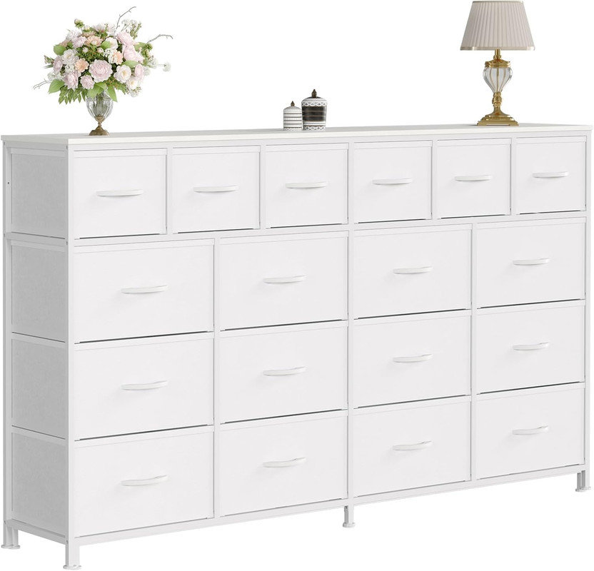 Ebern Designs Commode l 63 po avec 18 tiroirs en tissu et station de ...