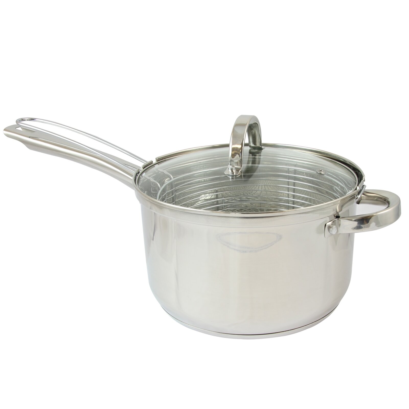  6QT Deep Fryer Set Stainless Steel Deep Fry Basket & 3-Ply Deep Frying  Pot Sauce Pan With Lid: Home & Kitchen