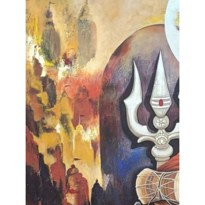 Shivling et Trishula | Acrylique sur toile | Par Alka Sengar
