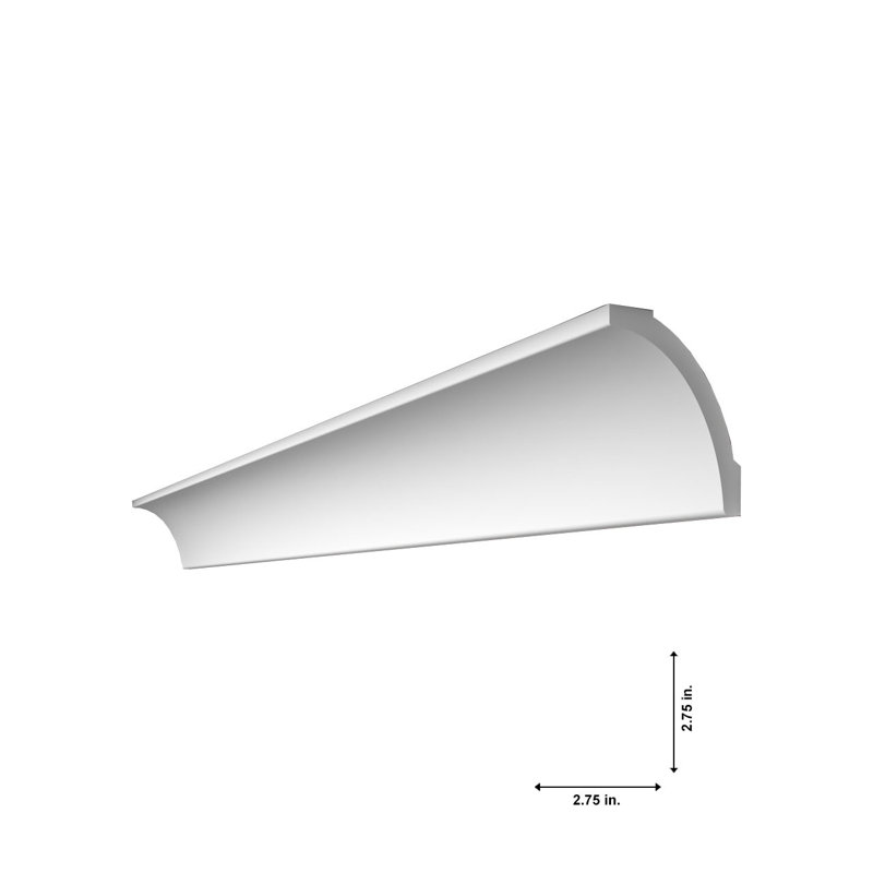 Plain White Styrofoam Cove Crown Molding 78.5"L x 3.87"W x 2.75"H