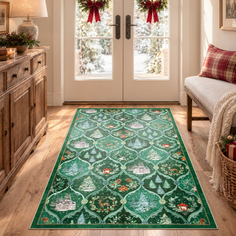 Tapis lavable antidérapant Laraven Christmas, Rectangulaire 3 pi x 5 pi