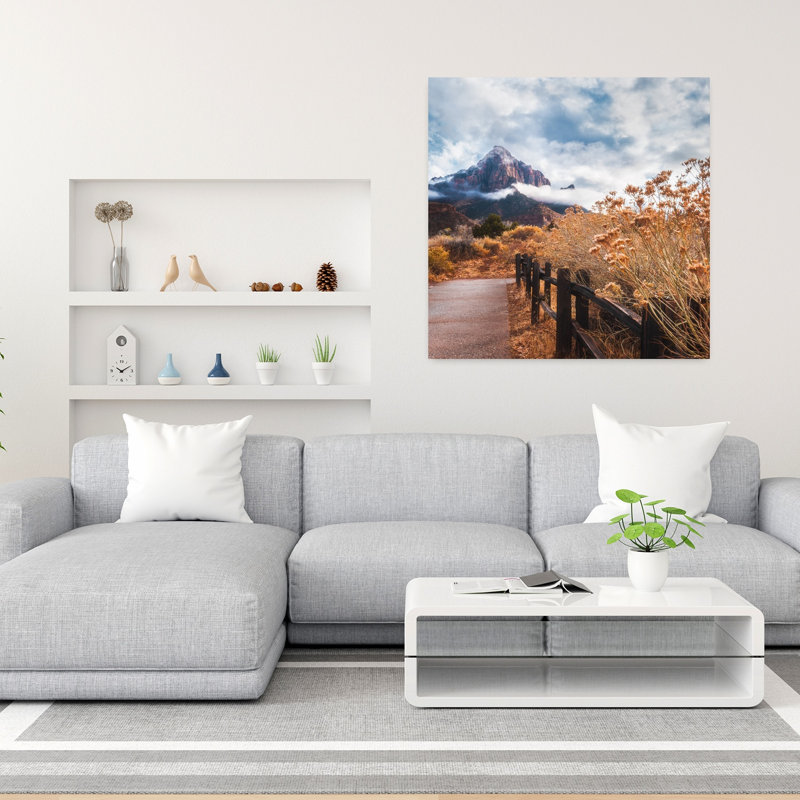Art contemporain, paysage paisible d'automne paisible, H 36 po x l 36 po