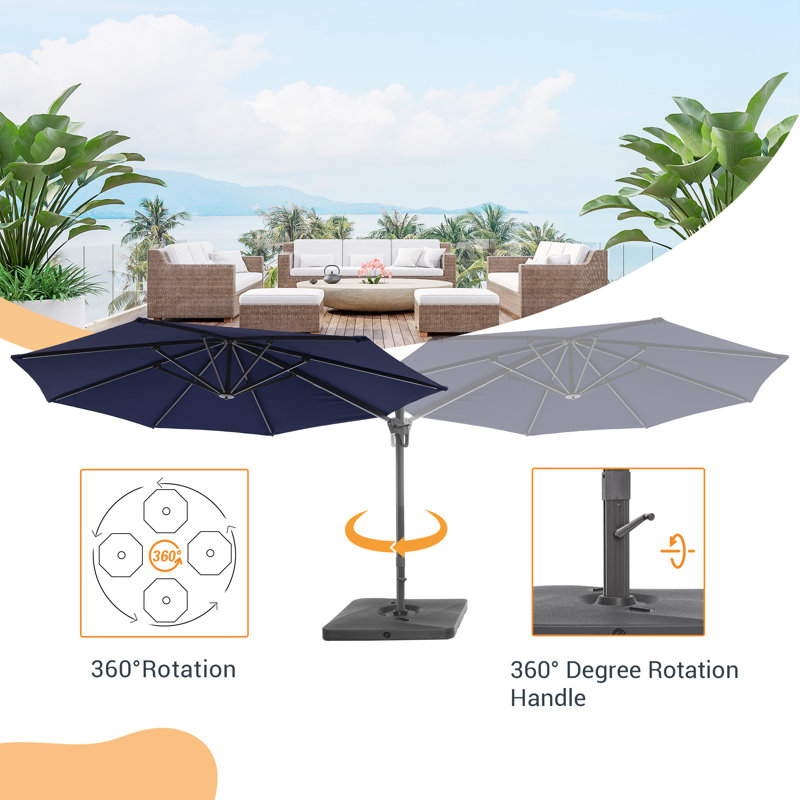 Parasol en porte-à-faux de 132 po avec base, Marine