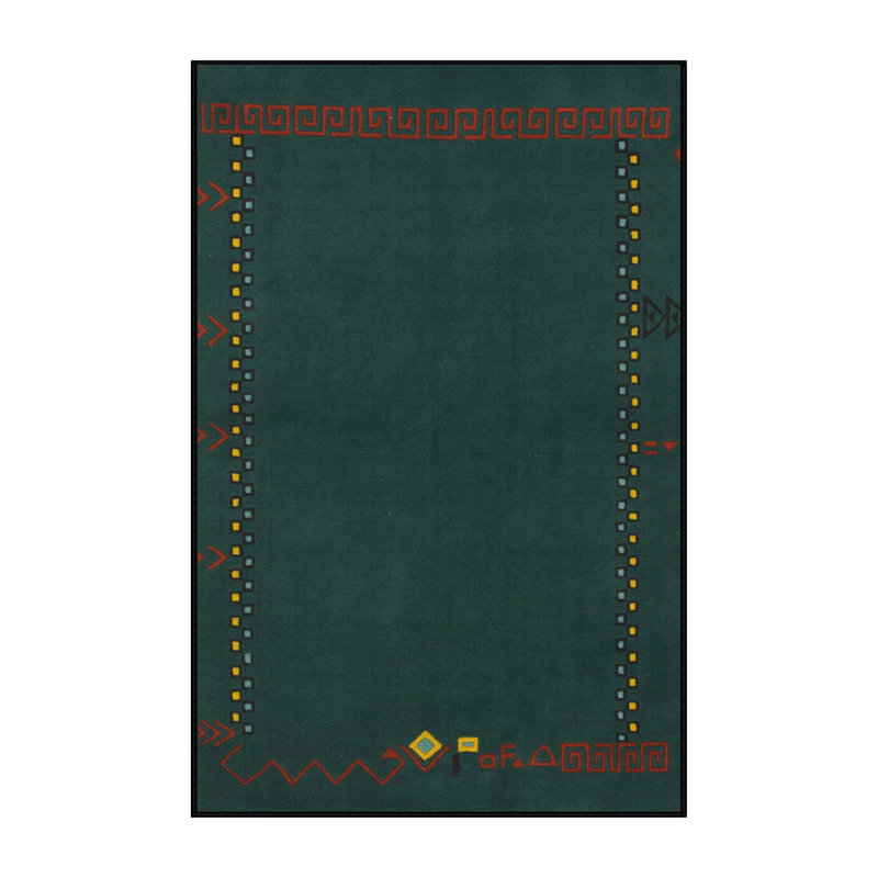 Tapis vert en laine Power Loom, Rectangle 7 pi x 10 pi