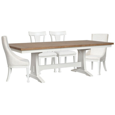 Table de salle à manger à tréteaux extensible Gelinas avec 2 chaises d'appoint et 2 chaises d'appoint