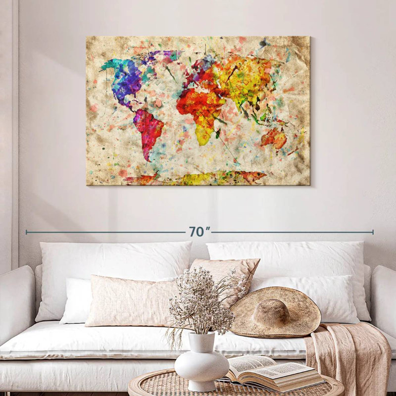 Aliaz Retro Expression World Map, 30" H x 45" W
