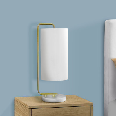 H 20 po, lampe de table, marbre blanc, abat-jour ivoire / crème, contemporain, éclairage, lampe de table