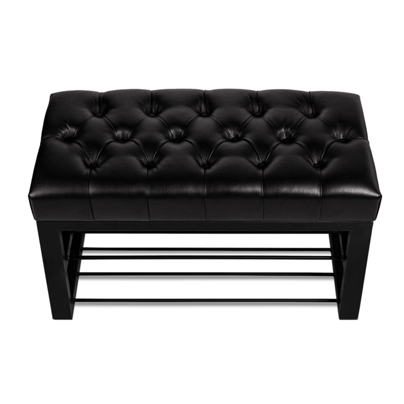 Avaeah Upholstered Storage Bench, 40cm H x 60 cm W x 35cm D, Black