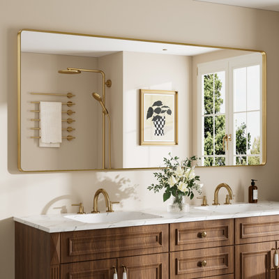 Llesenia Mirror with HD Tempered Glass and Aluminum Alloy Frame, French Cleat Wall-Mounted Bathroom Vanity Mirror