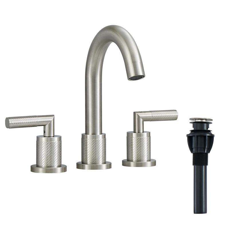 Widespread Bathroom Faucet with Drain Assembly, Brushed Nickel