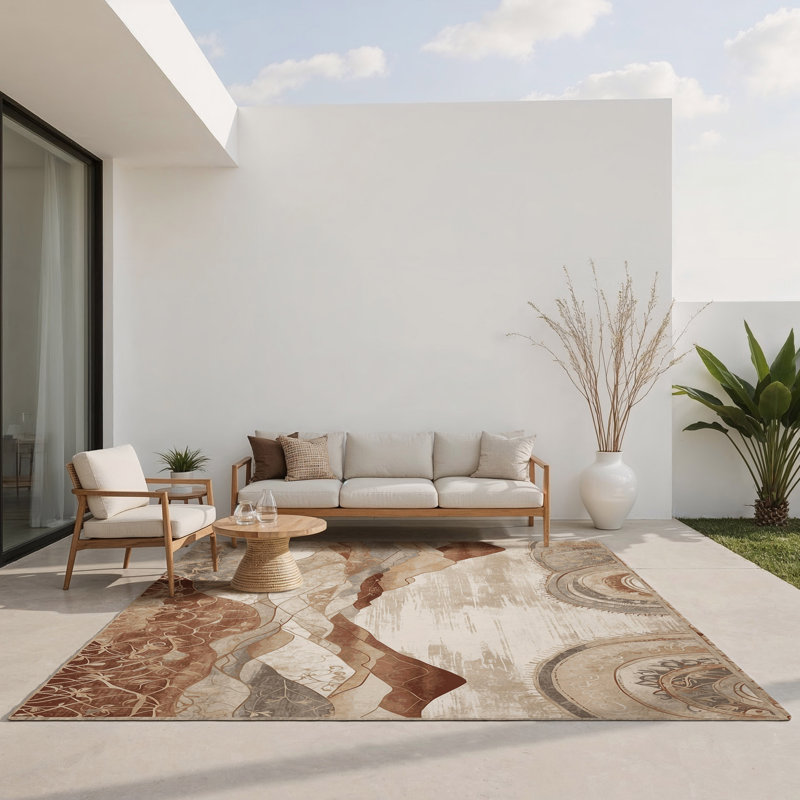 Arid Bloom Indoor And Outdoor Area Rug, Rectangle 4' x 6'