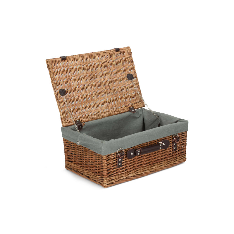 Wicker Basket with Lining, Double Steamed Hamper/Grey Lining
