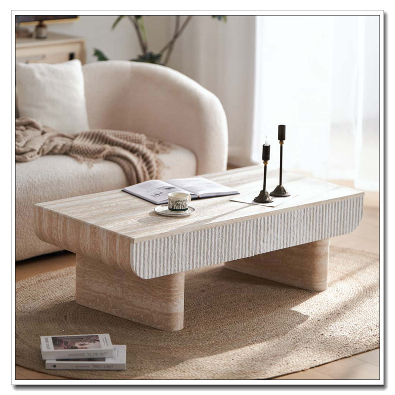 Table basse avec tiroir cannelé, table basse de salon