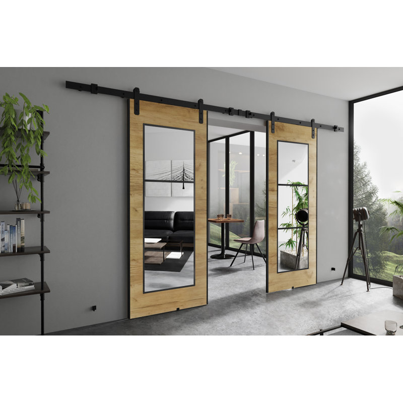 Cairney Double Sliding Doors Laminate, BOLK1216, Oak