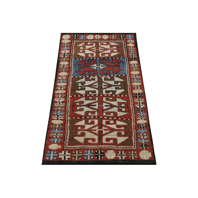 Hand Knotted Wool Area Rug in Red