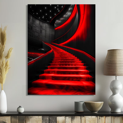 Monochrome Black And Red Harmonic Concert Halls - Concert Halls Wall Art Living Room