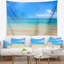Tapisserie de polyester, eaux bleues de mer en dessous bleu ciel avec accessoires suspendus inclus-28501018