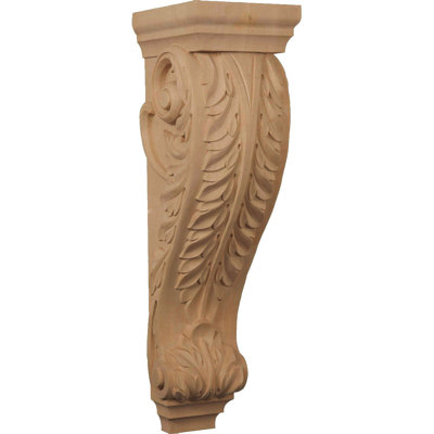 9"W x 10"D x 34"H Super Jumbo Acanthus Wood Corbel, Alder (2-Pack)