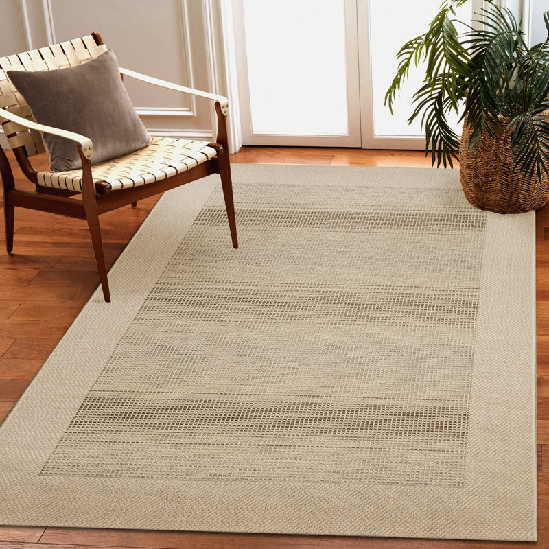 Camina Border Indoor/Outdoor Area Rug Neutral, Rectangle 7'10" x 9'10"