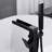 Matte Black Tub Filler Floor Mount With Waterfall Spout And Adjustable Hand Shower - Corrosion Faucet Modern Design Rust- Stainless Steel-117060424